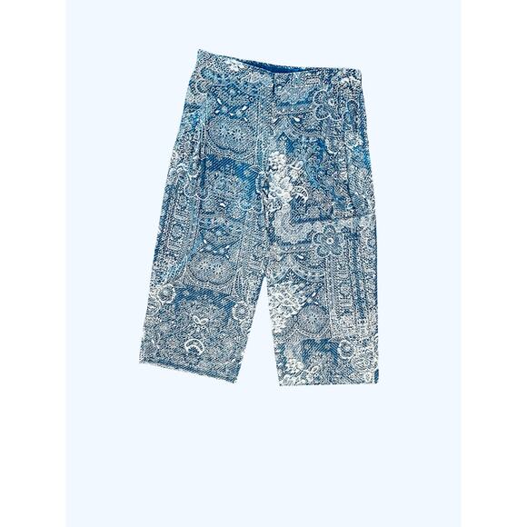 Johnny Was Lauchlen Wide Leg Pants Size Medium Blue “Denim Print” NWT Silk Blend - Picture 2 of 8